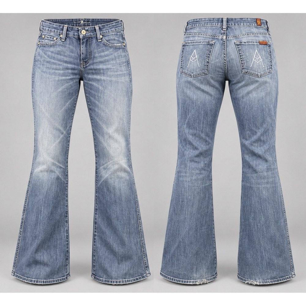7 For All Mankind jeans womens 26x32 A Pocket Blue Rhinestones Cotton Stretch